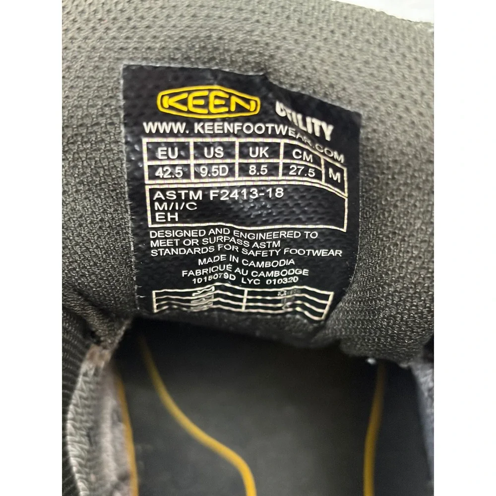 Keen Utility Lansing Mid Work Boots 9.5D Raven Gray Steel Toe EH Safety Hiking